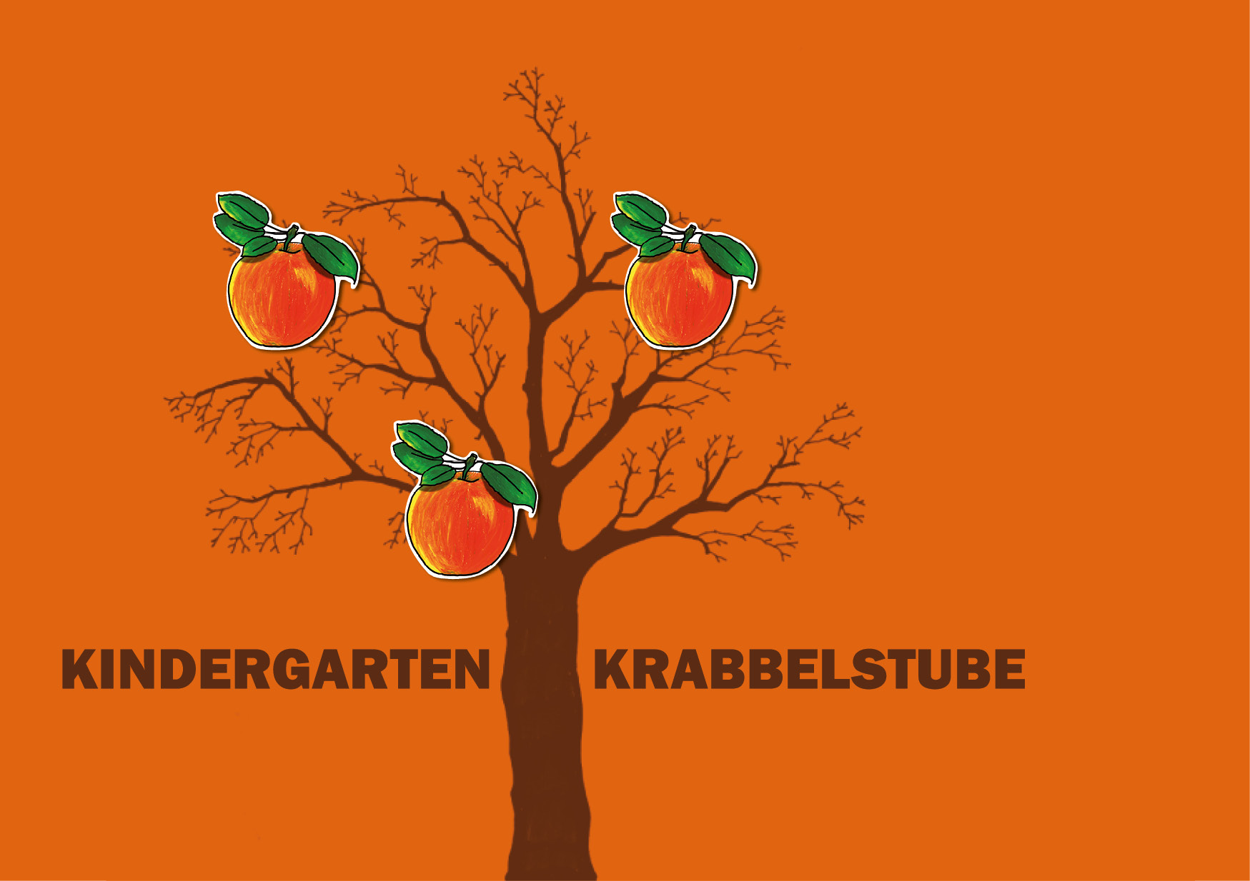 Der gemalte Baum wird zum Jahreszeitenwechsel einfach neu behängt: Sommer mit Äpfeln?