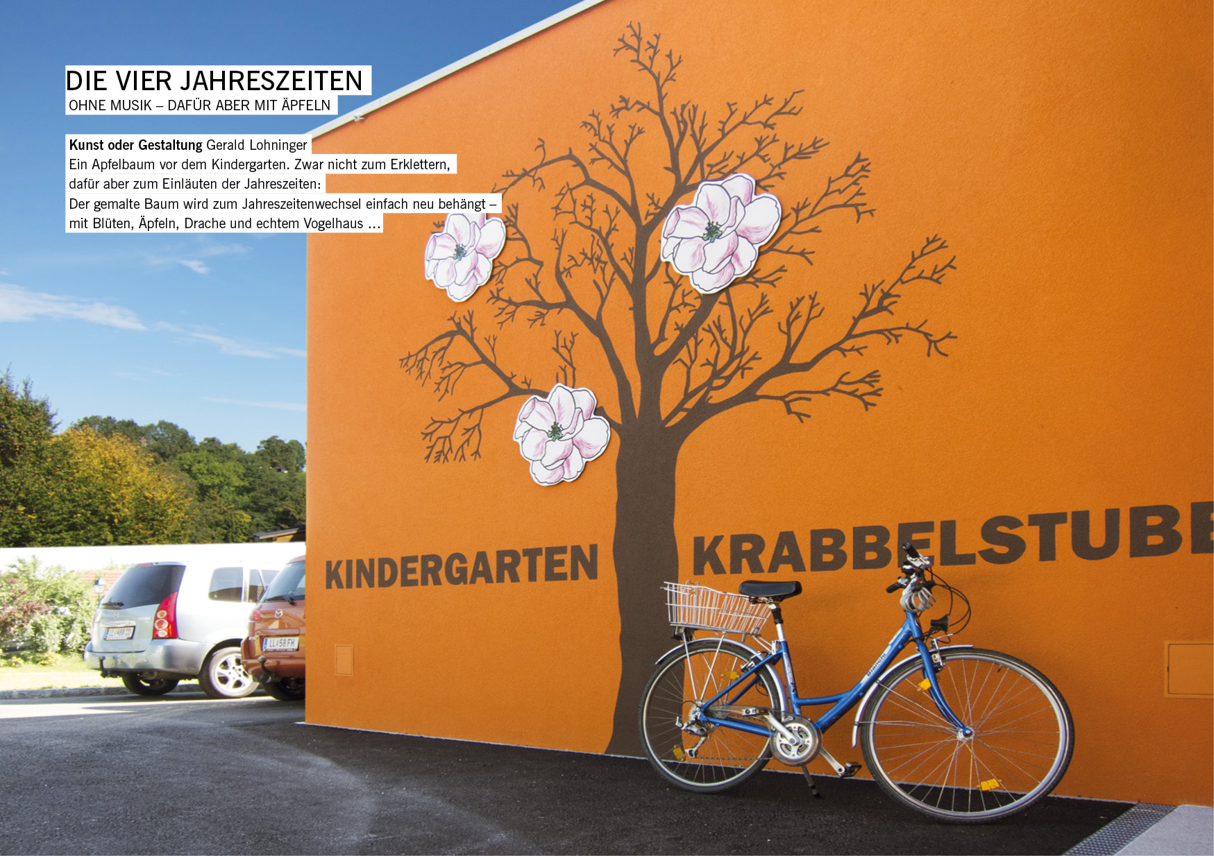 Ein Apfelbaum vor dem Kindergarten St. Marien. Zwar nicht zum Erklettern, dafür aber zum Einläuten der Jahreszeiten / Gerald Lohninger
