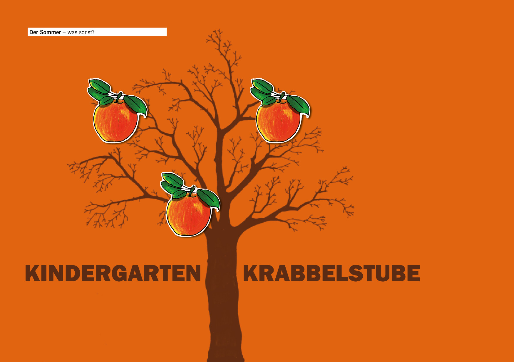 Der gemalte Baum wird zum Jahreszeitenwechsel einfach neu behängt: Sommer mit Äpfeln?