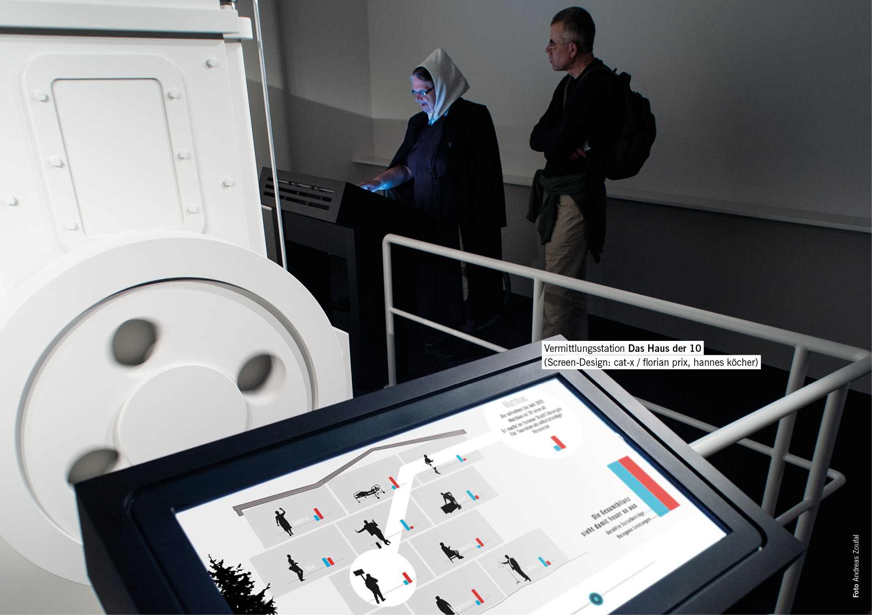 Vermittlungsstation Das Haus der 10 (Screen-Design: cat-x / florian prix, hannes köcher)